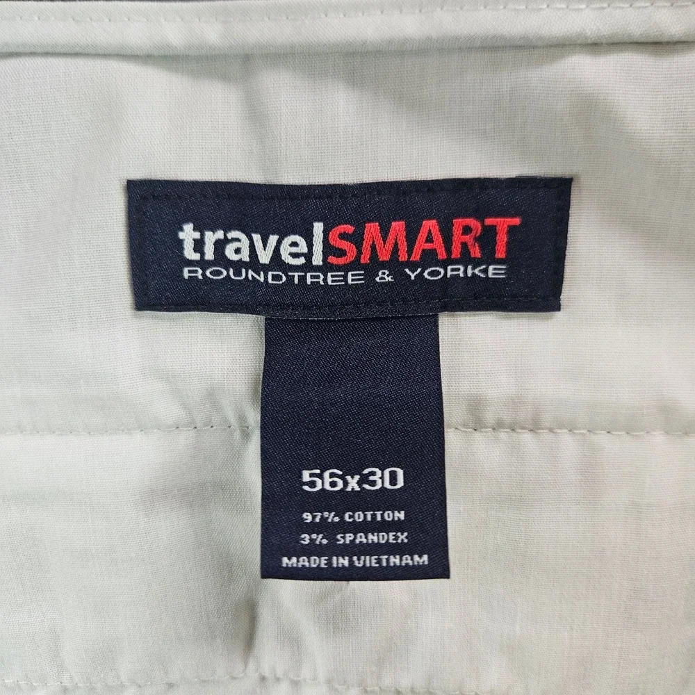 Roundtree & Yorke TravelSmart Khaki Chino Pants 56x30 Big Man Tan Flat Front NEW